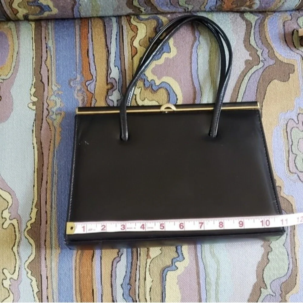 Vintage Ackery London Made in England Black Leather Handbag
